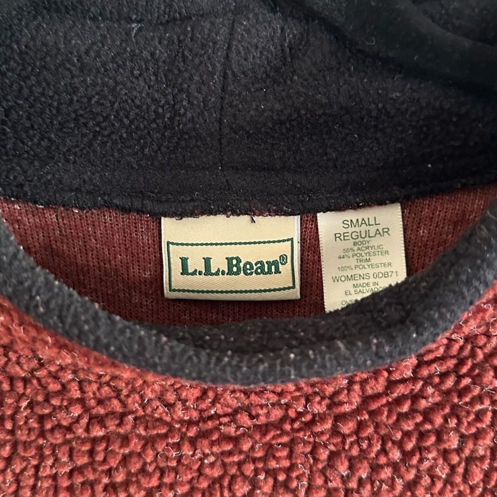 Vintage L.L.Bean Women Size S Sherpa Fleece Pullover Red Fisherman Coastal - Picture 3 of 6